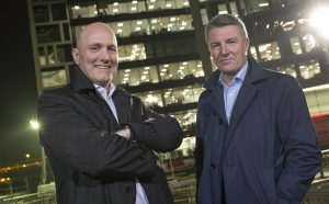 Alun Jones and Matthew Tossell standing outside of Two Central Square